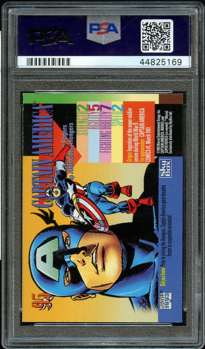 1993 Skybox Marvel Universe Card # 95 Captain America PSA MINT 9 (MGD2)