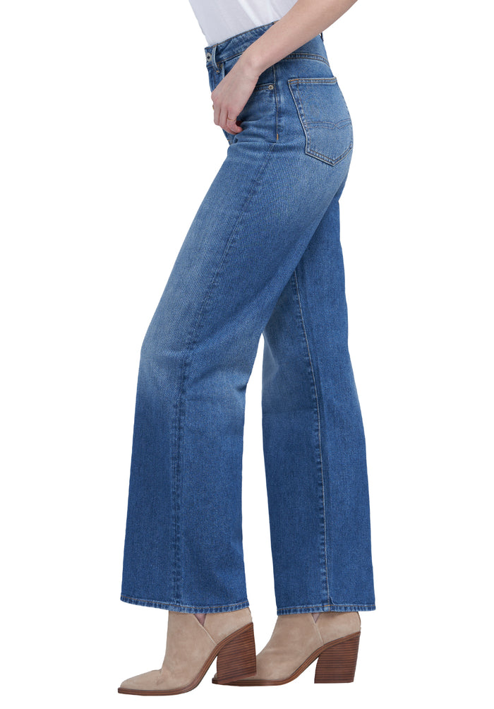 Buffalo Women Jeans Navy Denim Denim Pants Rigid High Rise Wide Leg Fit