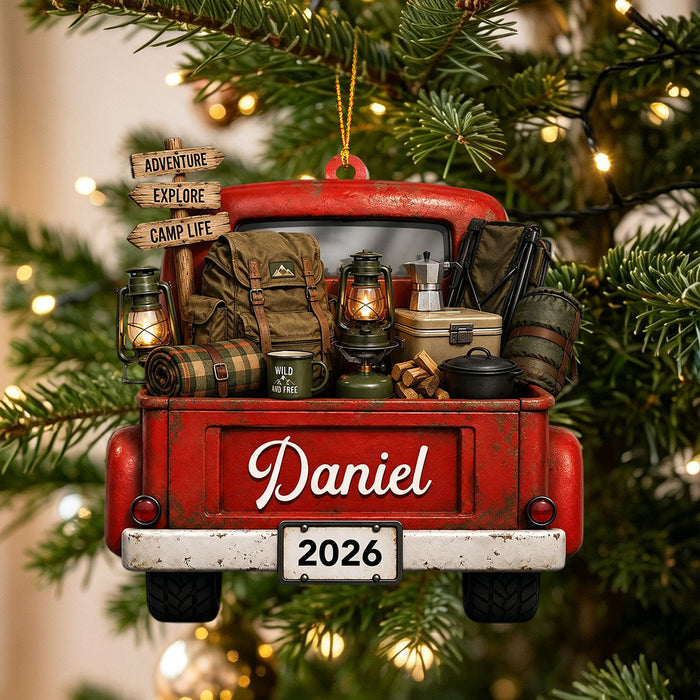 "Adventure Explore Camp Life" โ Personalized Acrylic Hanging Ornament | Gift For Campers & Outdoor Lovers
