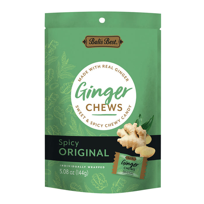 Bali's Best Ginger Candy Chews Spicy Original Flavor - 12 Count Pouches