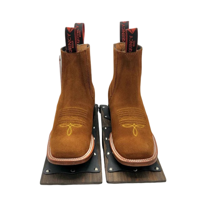 Botines Charros Quincy de Gamuza con Punta Cuadrada