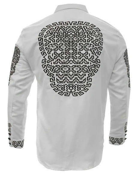 Camisa Charra Blanca con Negro para Hombre | Importada de México