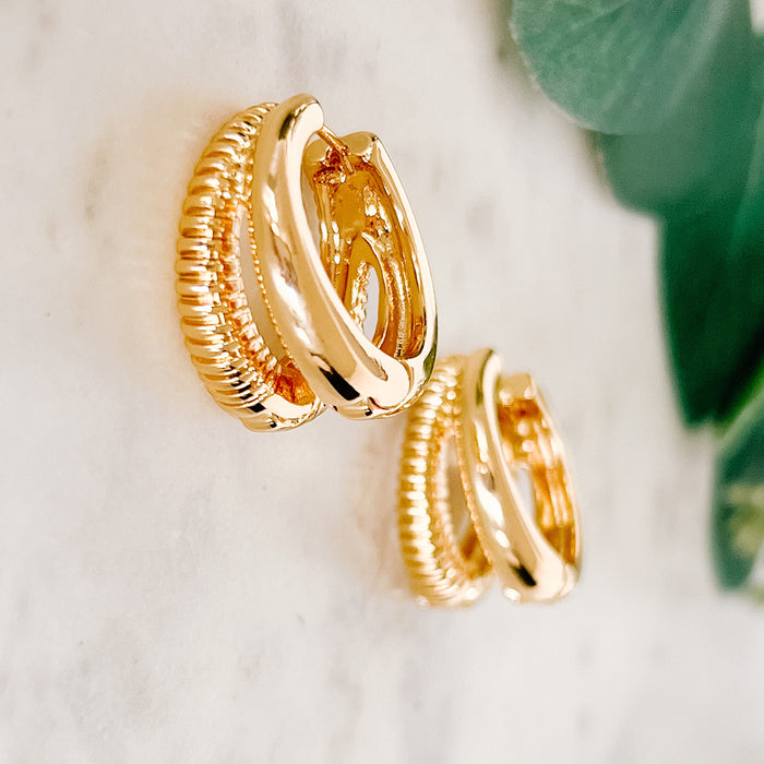 Double-Huggie Hoop Earrings