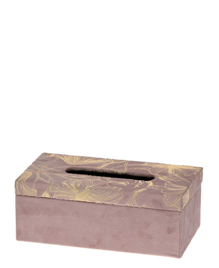 Excellent Houseware Wooden Tissue Box- Floral Pink With Gold