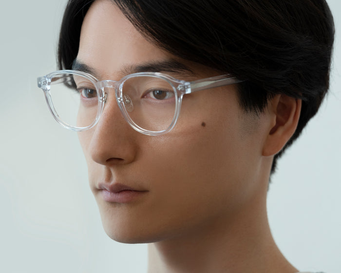lifestyle-Crystal::men Orman Eyeglasses round clear plant-based plastic
