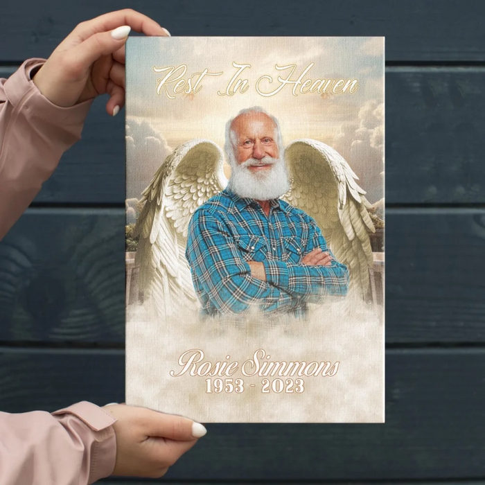 Personalized Canvas Print With Angel Wings β Memorial Photo Gift For Lost Loved One