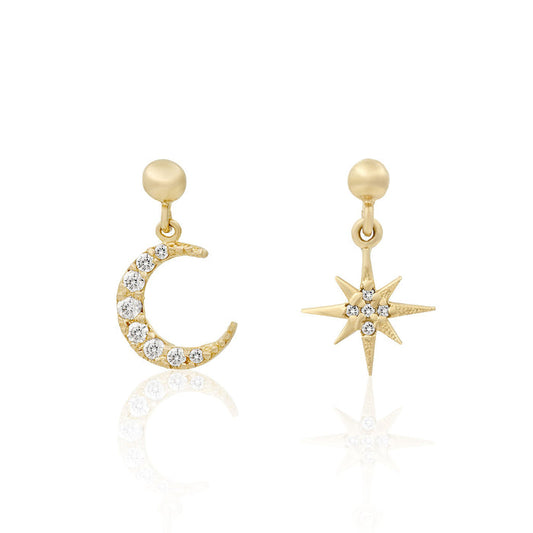 10k Solid Gold Sparkling Sky Earrings
