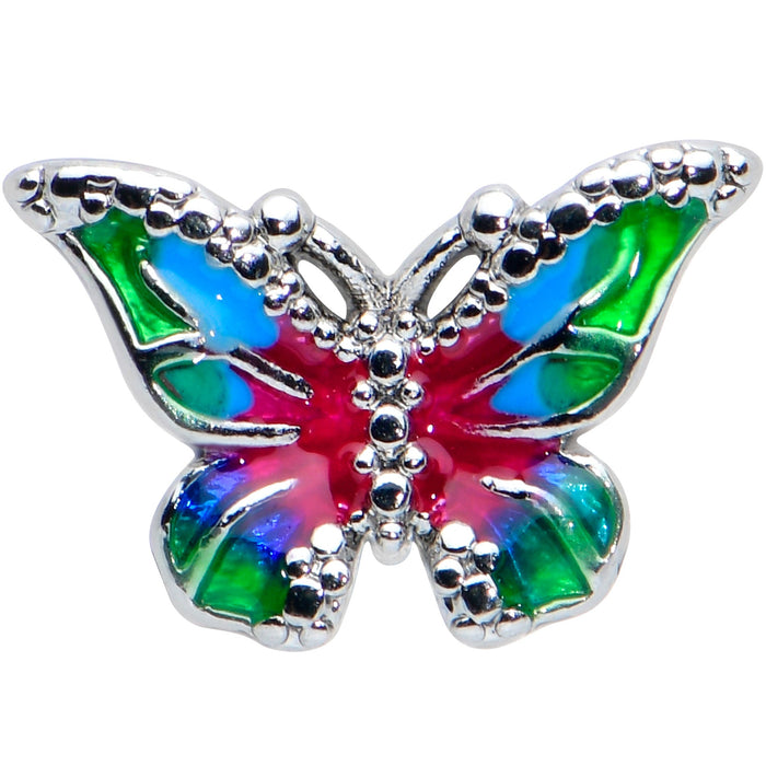 16G 1/4 Bright Beauty Textured Butterfly Labret Monroe Tragus