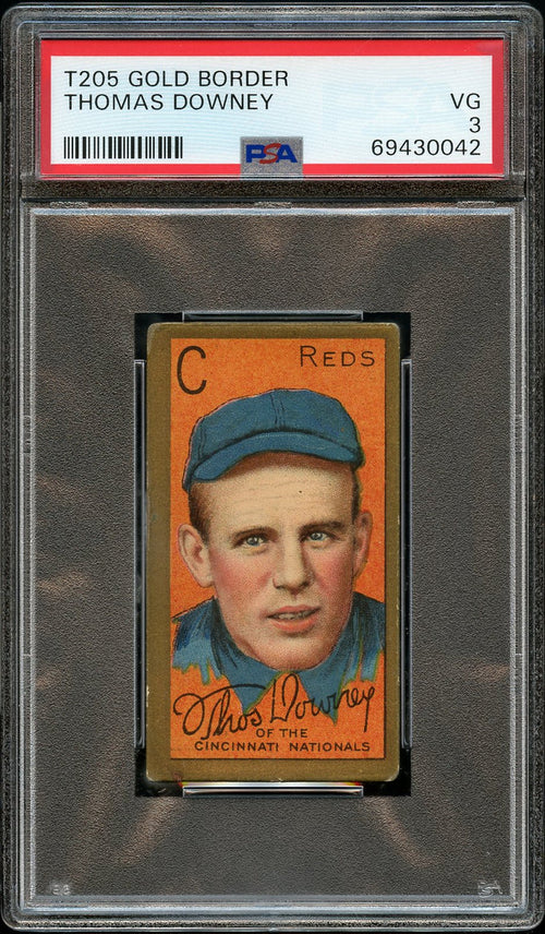 1911 T205 Gold Border Sweet Caporal THOMAS DOWNEY Cincinnati Reds PSA VG 3 (MGD2)