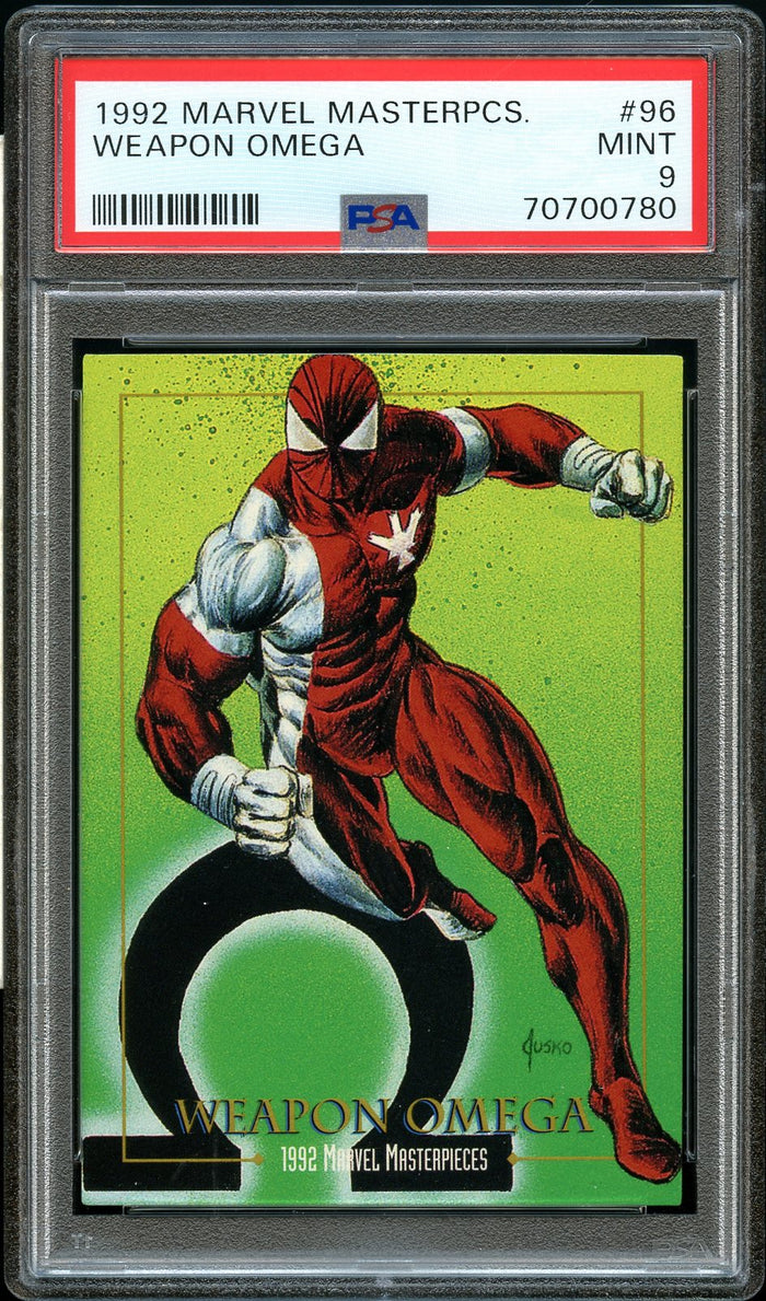 1992 Skybox Marvel Masterpieces Card # 96 Weapon Omega PSA MINT 9 (MGD2)
