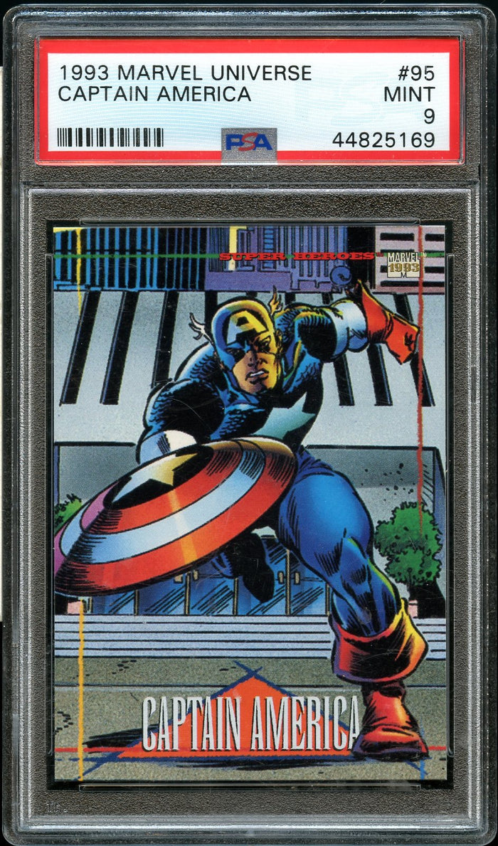 1993 Skybox Marvel Universe Card # 95 Captain America PSA MINT 9 (MGD2)