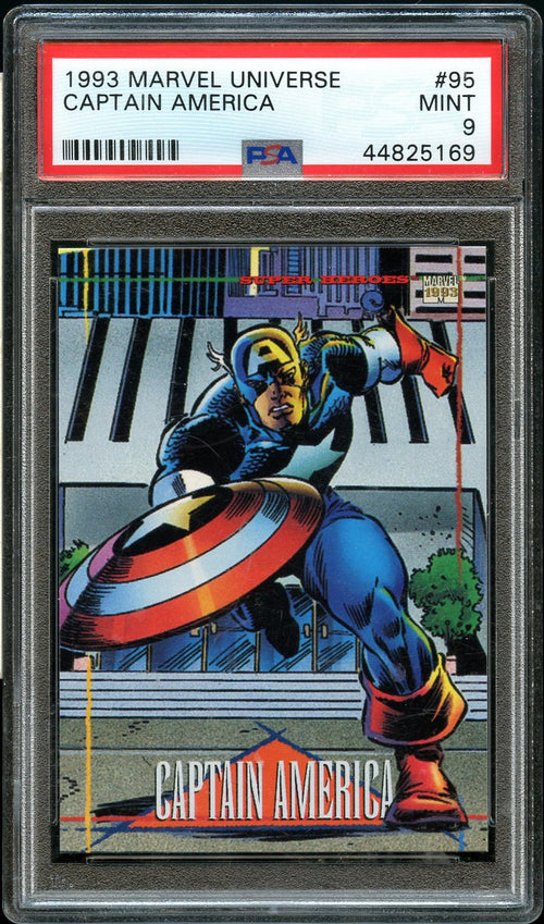 1993 Skybox Marvel Universe Card # 95 Captain America PSA MINT 9 (MGD2)