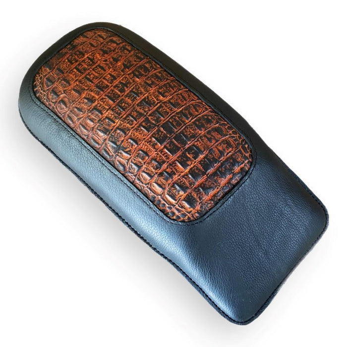 1998-2025 Passenger Pad Harley Touring Ant Brn Alligator Leather Fits All Models - Mother Road Customs