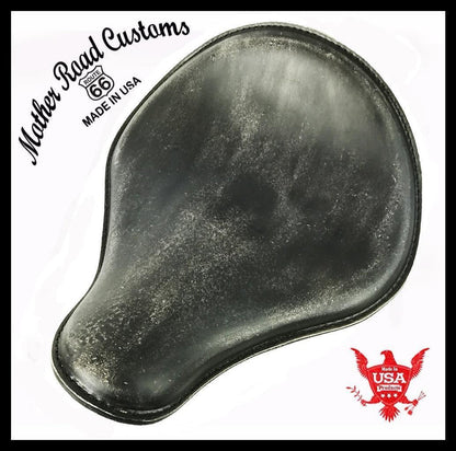 2017-2026 Triumph Bonneville Bobber 13x15" Black Distressed Leather Solo Saddle - Mother Road Customs