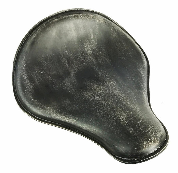 2017-2026 Triumph Bonneville Bobber 13x15" Black Distressed Leather Solo Saddle - Mother Road Customs
