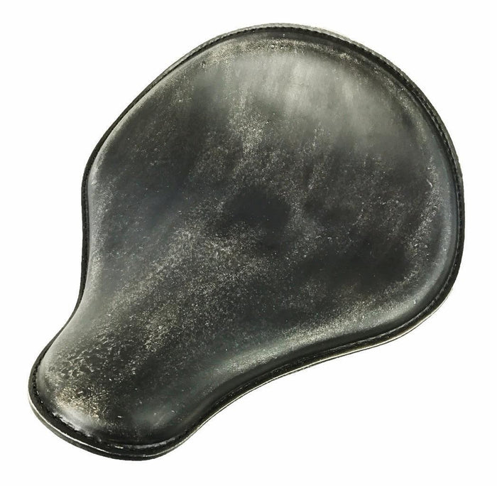 2017-2026 Triumph Bonneville Bobber 13x15" Black Distressed Leather Solo Saddle - Mother Road Customs