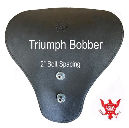 2017-2026 Triumph Bonneville Bobber 13x15" Black Distressed Leather Solo Saddle - Mother Road Customs