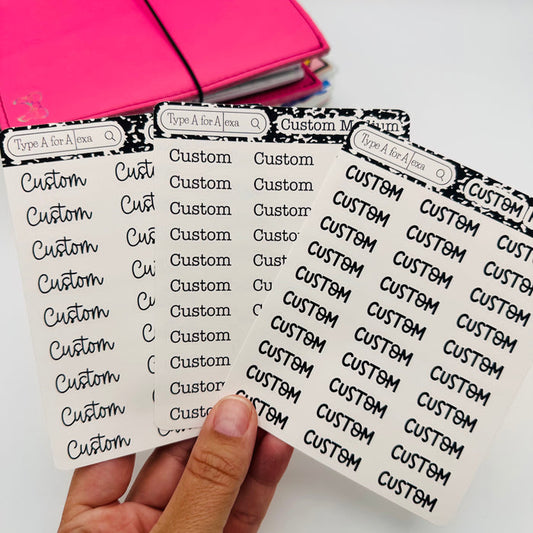 Custom Text Sticker Sheets