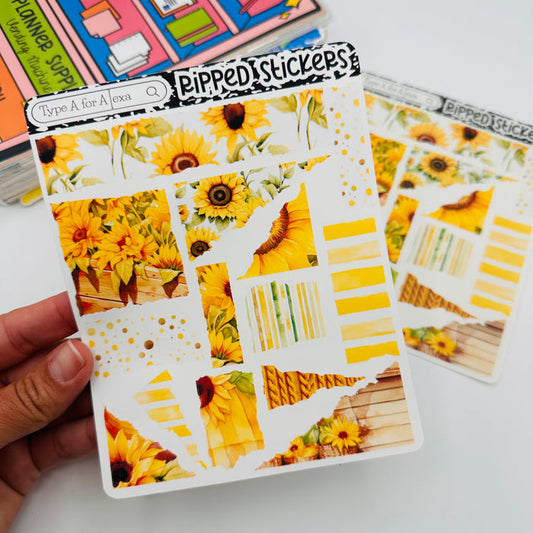 Sunflower Torn Paper Sticker Sheet