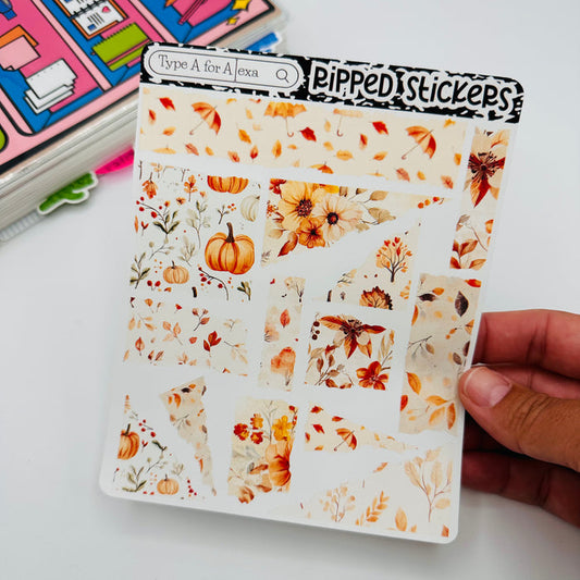 Fall Leaves Torn Paper Sticker Sheet