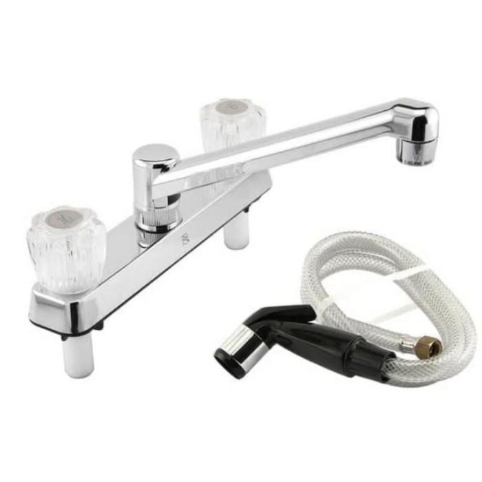 A6239,1ea Kitchen Faucet Two Acrylic Handle W/Spray Chrm MP52258 .C12. &
