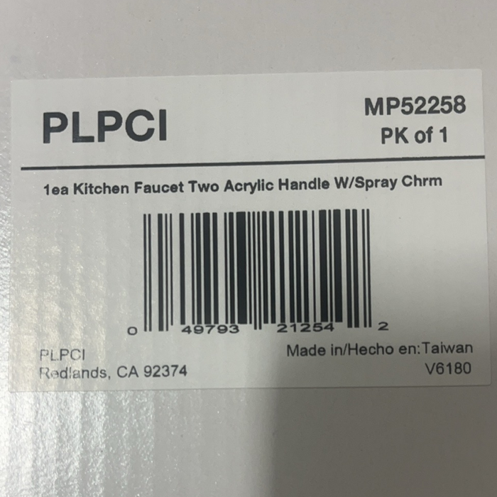 A6239,1ea Kitchen Faucet Two Acrylic Handle W/Spray Chrm MP52258 .C12. &