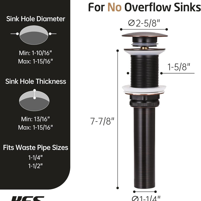 A6900.  Bathroom Sink Drain, Pop Up Drain Stopper JH3309K &