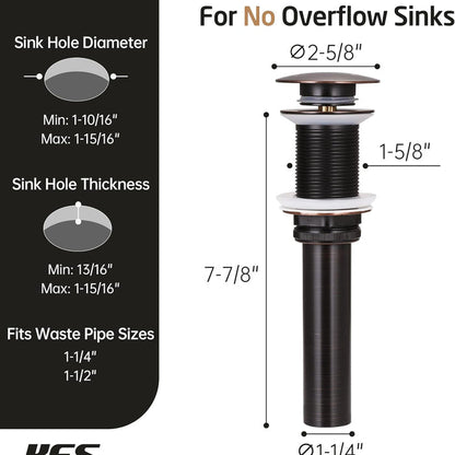 A6900.  Bathroom Sink Drain, Pop Up Drain Stopper JH3309K &