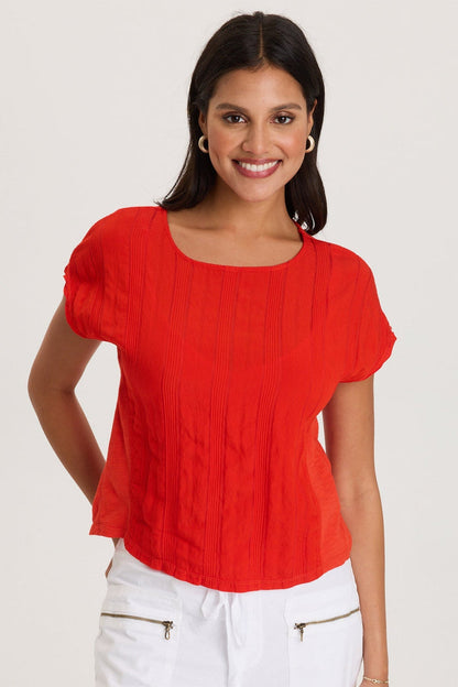 XCVI Adgar Textured Stripe/Jersey Tee