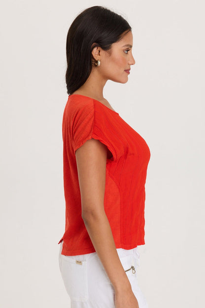 XCVI Adgar Textured Stripe/Jersey Tee