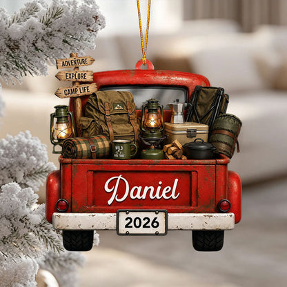 "Adventure Explore Camp Life" – Personalized Acrylic Hanging Ornament | Gift For Campers & Outdoor Lovers