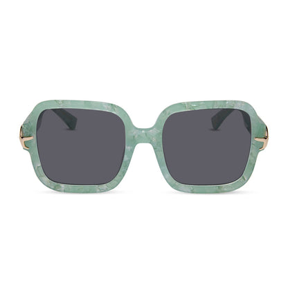 disney princess x diff eyewear ariel square prescription sunglasses in a green pearl frame front view