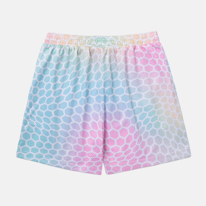 Rear view of the Overtime Aura Mesh Shorts.