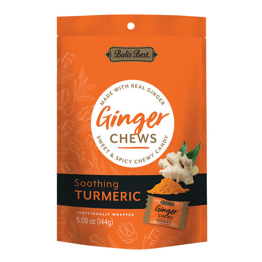 Bali's Best Ginger Turmeric Soothing Candy Chews Pouches - 12 Count