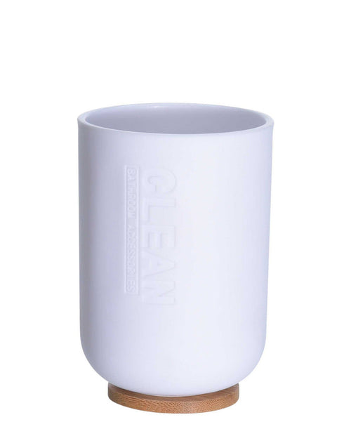 Bamboo Toothbrush Holder/Mug - White