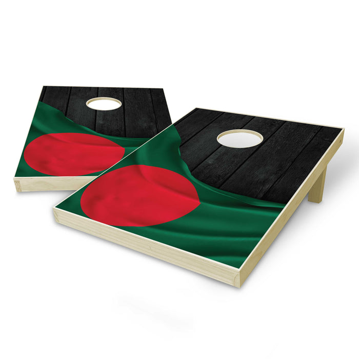 Bangladesh Flag Tailgate Cornhole Set - Black Wood
