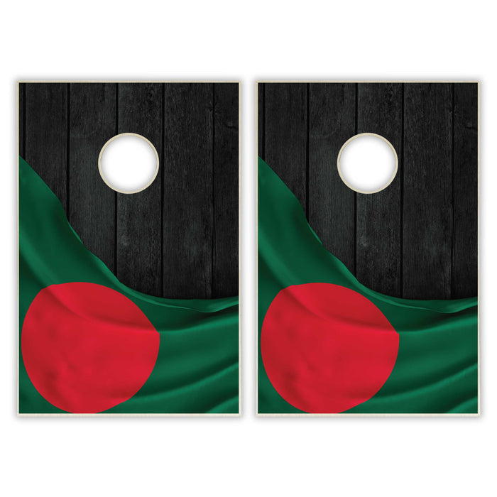 Bangladesh Flag Tailgate Cornhole Set - Black Wood