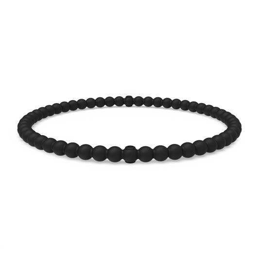Beaded Stackable Silicone Bracelet - Obsidian