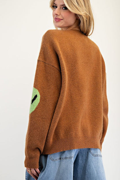 Beam Me Up Camel Alien Sweater