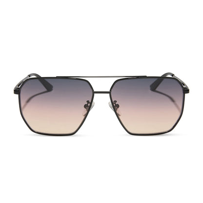 diff eyewear berkely aviator sunglasses black & twilight gradient front view