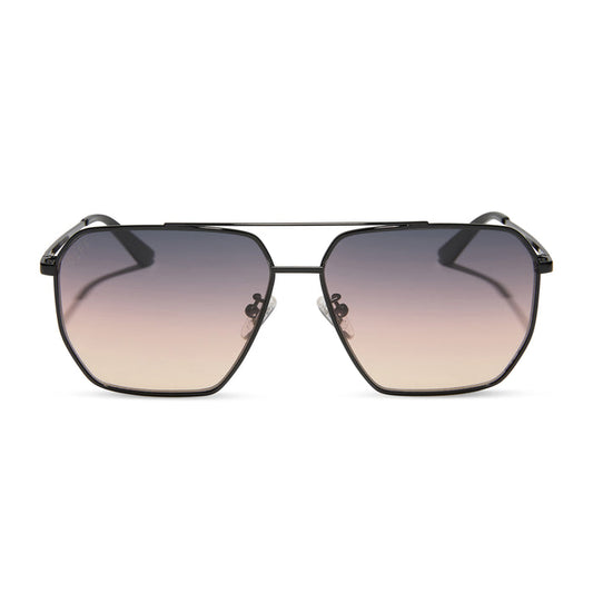 diff eyewear berkely aviator sunglasses black & twilight gradient front view
