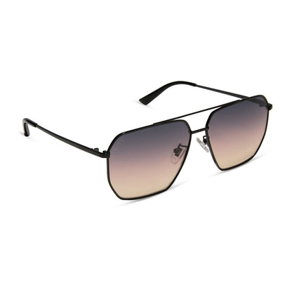 diff eyewear berkely aviator sunglasses black & twilight gradient angled view