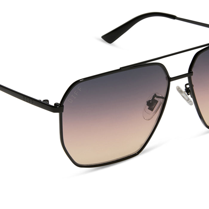 diff eyewear berkely aviator sunglasses black & twilight gradient detailed view