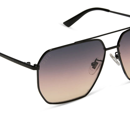 diff eyewear berkely aviator sunglasses black & twilight gradient detailed view