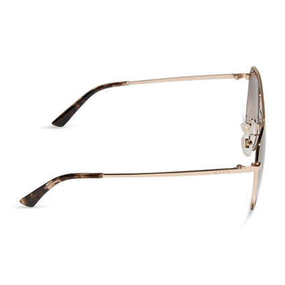 diff eyewear berkely navigator sunglasses gold & brown gradient side view