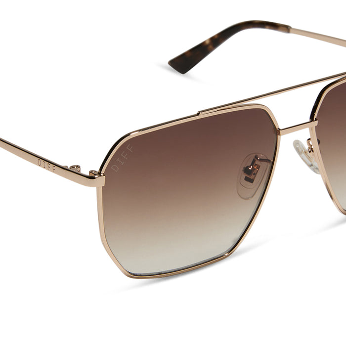 diff eyewear berkely navigator sunglasses gold & brown gradient detailed view