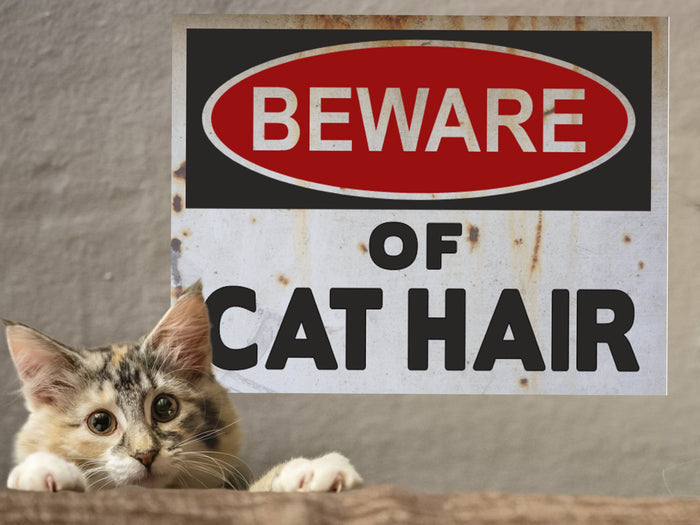 beware of cat hair warning sign cat lovers gift