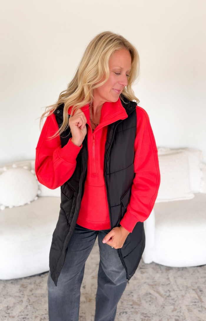 Black Long Puffer Vest