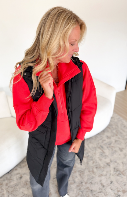 Black Long Puffer Vest