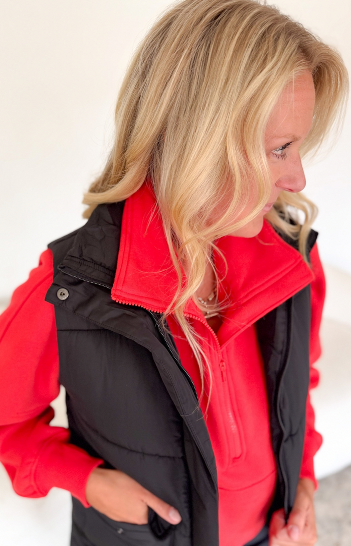 Black Long Puffer Vest